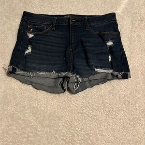 Abercrombie & Fitch Dark Blue Distressed Jean Shorts